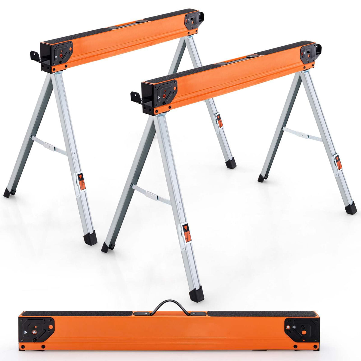 2 Pack Saw Horses, Portable Sawhorses w/ Folding Design