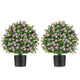 2 Pack Artificial Boxwood Topiary Ball Tree Faux Shrub Bushes