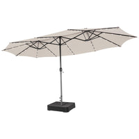 4.7M Double-Sided Patio Umbrella with Solar Lights for Poolside Garden Yard
