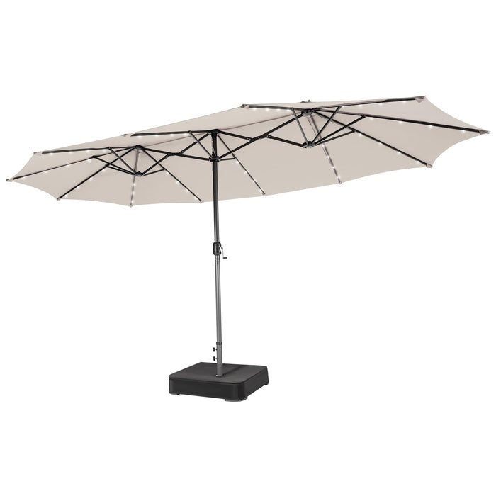 4.7M Double-Sided Patio Umbrella with Solar Lights for Poolside Garden Yard