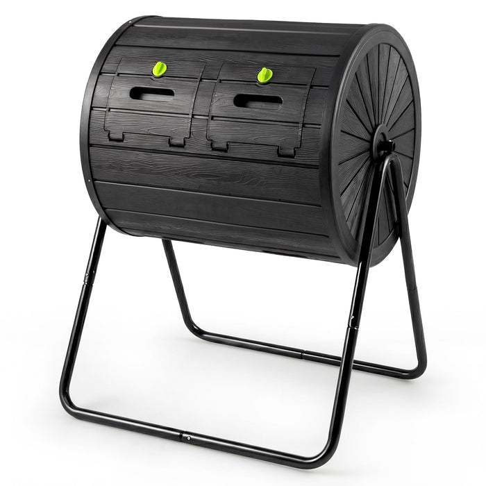 Compost Tumbler, 142L Large Outdoor Compost Bin w/Dual Chambers