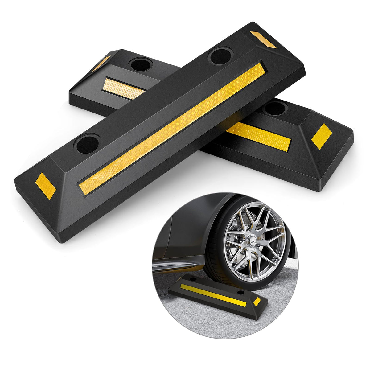 Garage Rack Stoppers Garage Vehicle Parking Stopper, 2 Pack Heavy Duty Floor Stopper w/Thre ...