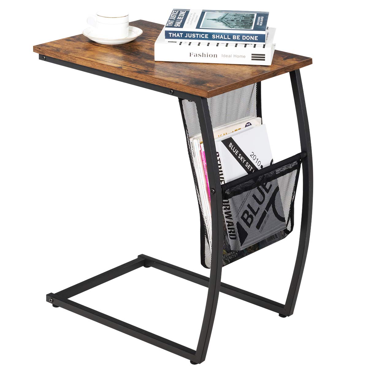 Giantex C-Shaped End Table with Side Pocket