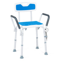 6-PositionAdjustable Height Shower Chair with Back and Arms