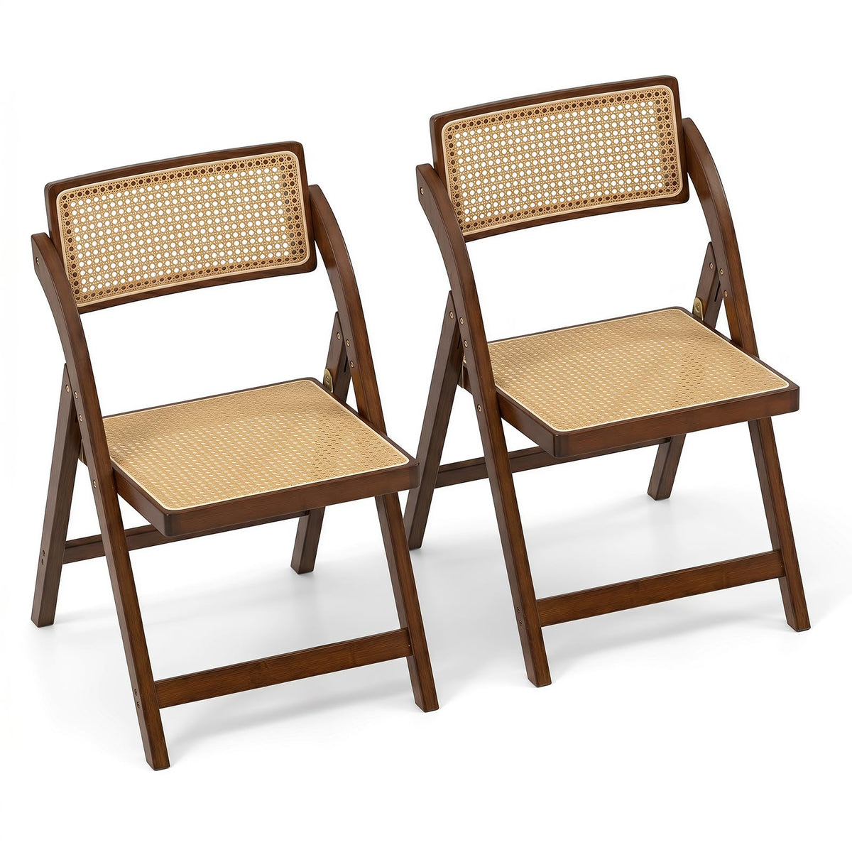 Rattan Cane Folding Chairs Set of 2