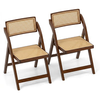 Rattan Cane Folding Chairs Set of 2