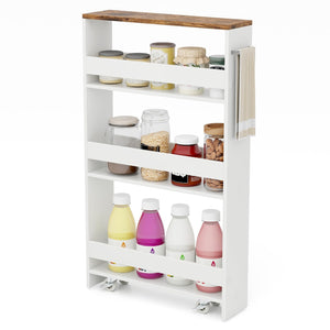 4-Tier Slim Storage Cart for Narrow Space, Rolling Utility Cart