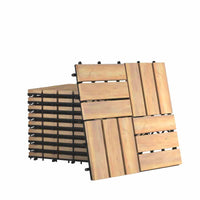 27 Pieces Acacia Wood Interlocking Patio Deck Tile Indoor Outdoor