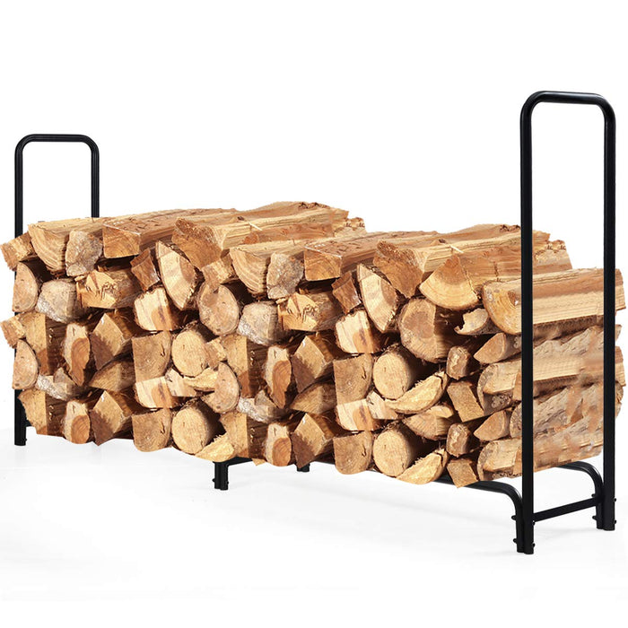 Giantex 8-Foot Firewood Log Rack, Outdoor Heavy-Duty Firewood Storage Holder