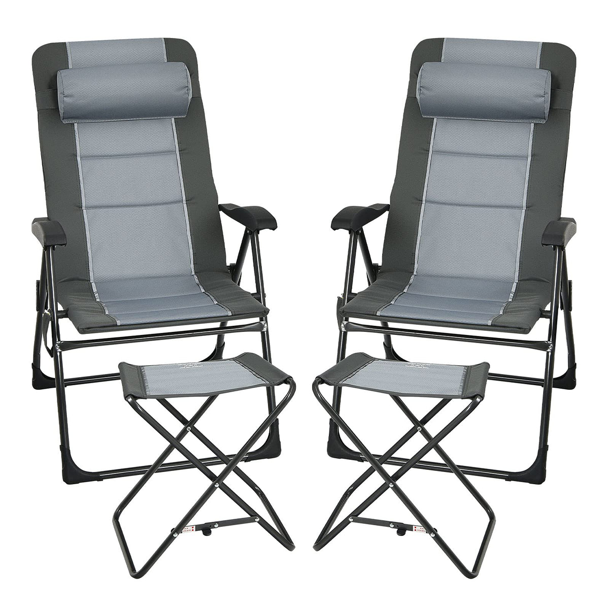 4PCS Patio Dining Chairs & Ottoman, Folding Recliner Chair W/ 7-Position Adjustable Backrest