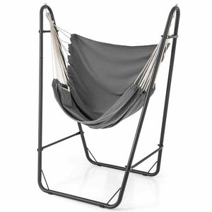 Hammock Chair with Stand and Side Pocket for Living Room