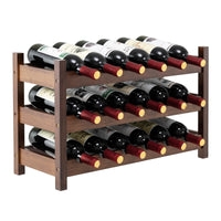 Giantex 3-Tier Bamboo Wine Rack, 18-Bottle Tabletop Wine Holder