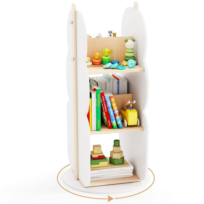 Kids Rotating Bookshelf, Toy Storage Organiser w/5 Shelves, 360° Rotatable Display Shelf