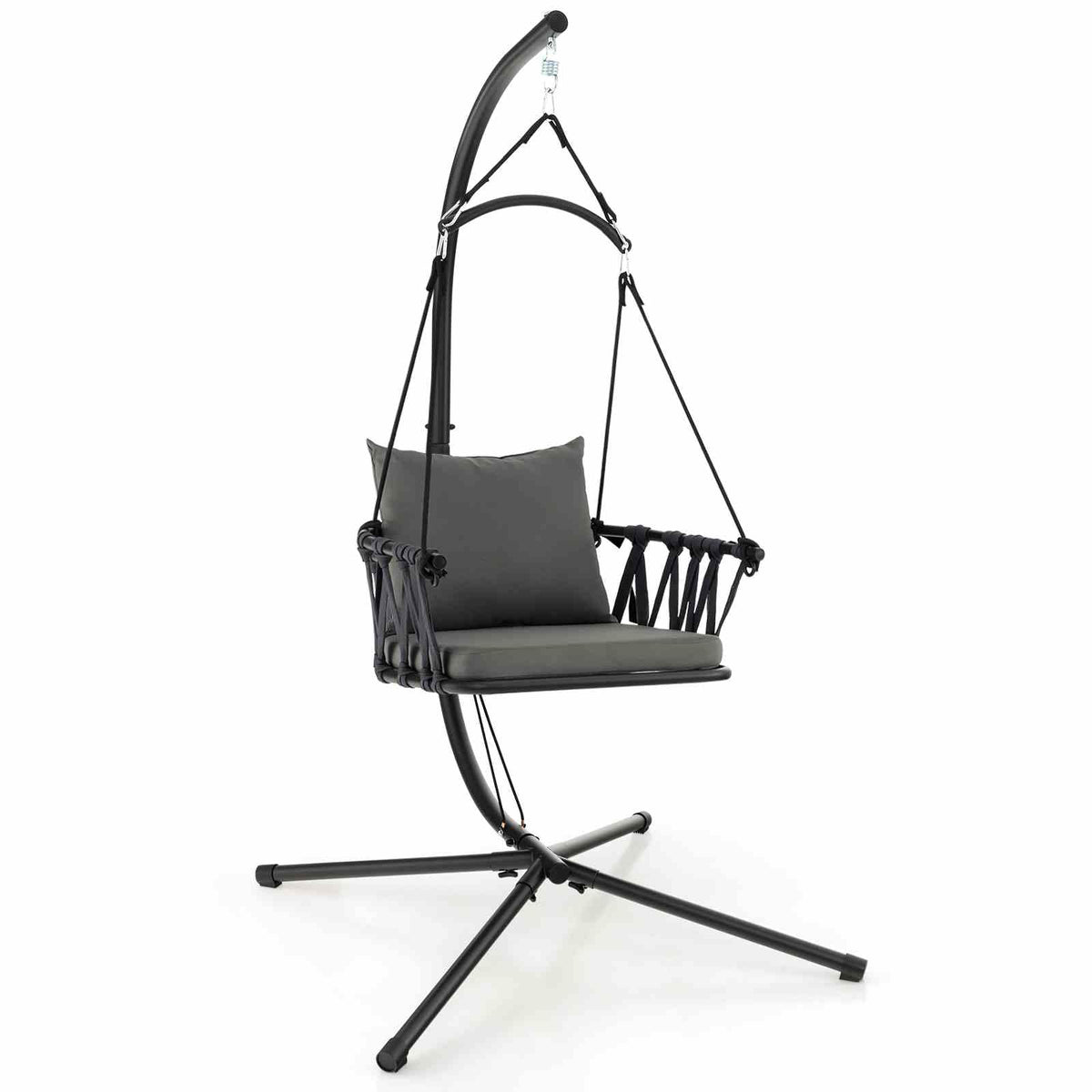 Hanging Swing Chair with Stand and Cozy Seat and Back Cushions
