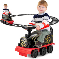 Ride on Train Track, 6V Electric Ride on Train with Tracks, Storage Seat