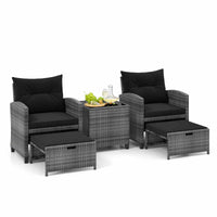 Outdoor 5 Piece Patio Rattan Furniture Setting for Poolside Backyard Lawn & Deck