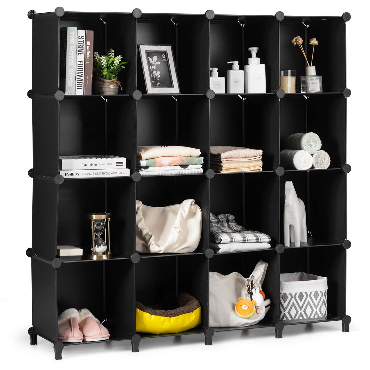 Modular Cube Cabinet, 16 Cubes Plastic Storage Organiser Units