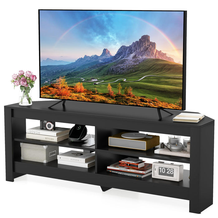 Corner TV Stand with Power Outlet for Living Room and Bedroom