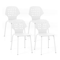 Giantex Metal Dining Chair Set of 4, Modern Kitchen Dinner Chair with Hollowed Backrest & Metal Legs