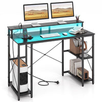 Giantex 120cm Computer Desk with Charging Station and LED Lights