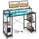 Giantex 120cm Computer Desk with Charging Station and LED Lights