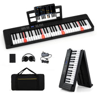 61-Key Foldable Piano Keyboard, Full-size Electronic Keyboard w/MIDI & Split Function