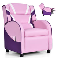 Kids Recliner Chair, Ergonomic Toddler Sofa Lounge Recliner w/ Adjustable Backrest & Storage Pocket, Pink & Purple