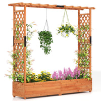 Giantex Raised Garden Bed with Trellis & Hanging Roof, 77"x17"x72"