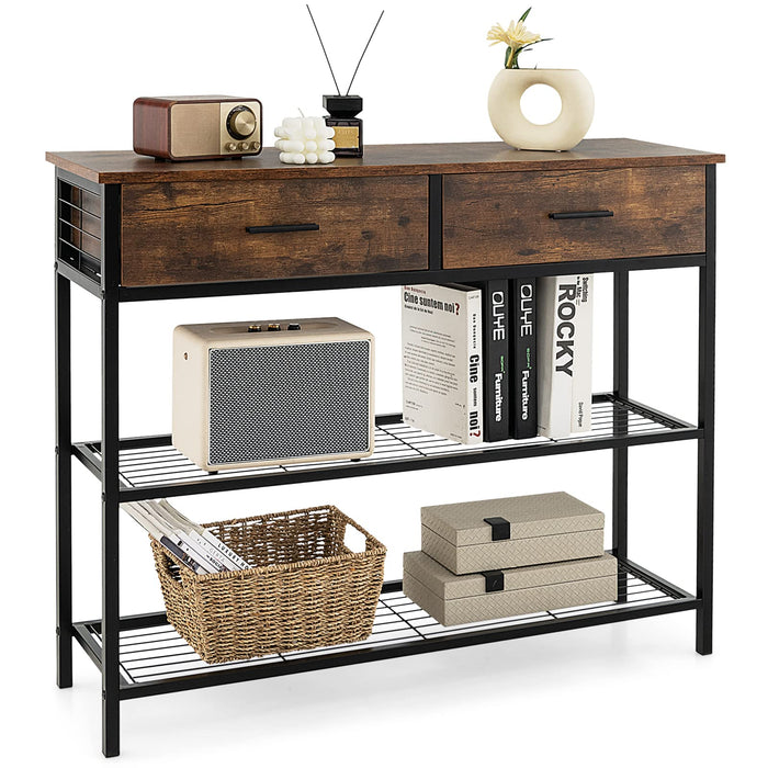 Giantex Console Table, Entryway Table w/ 2 Drawers & 2-Tier Shelves, Heavy-Duty