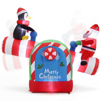 155cm Inflatable Christmas Santa Claus and Penguin Teeter Totter Blow Up Animated Seesaw Xmas Outdoor Decoration