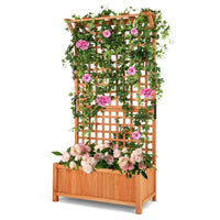 Giantex Raised Garden Bed with Trellis, Indoor & Outdoor Plant Container with Hanging Roof