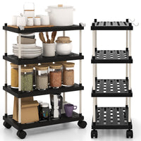 Giantex 4-Tier Slim Storage Cart Bathroom Kitchen Organizer Utility Cart with Lockable Wheels