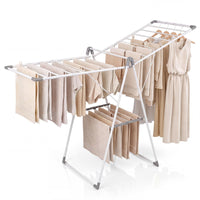 GIANTEX Foldable Clothes Drying Rack with 3-Level Adjustable Wings