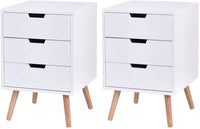 Giantex Modern Nightstand, Solid Wooden End Table Bedside Table, White Side Table with Storage for Living Room