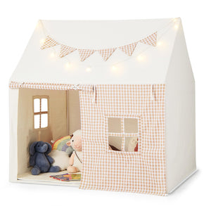 Kids Play Tent, Large Playhouse w/Padded Mat, 2 Breathable Windows & 2 Storage Pockets