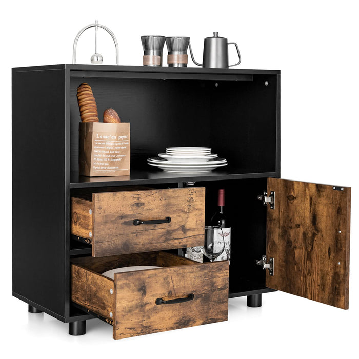 Giantex 2 Drawer Buffet Cabinet, File Cabinet Printer Stand with Door, Anti-Scratch Surface