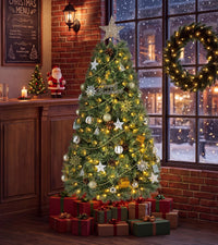 150/180cm Artificial Christmas Tree, Hinged, Pre-Lit
