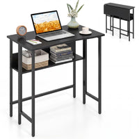 Giantex 80cm Small Folding Computer Desk w/Storage Shelf, Drop Leaf