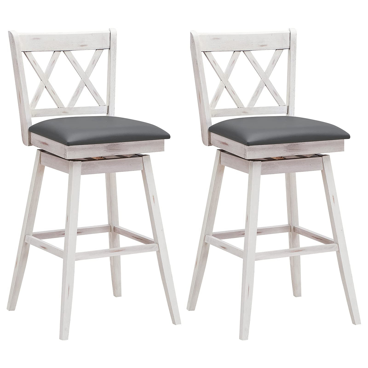 Giantex Set of 2 Bar Stool, Counter Height Barstool W/Foot Rest Upholstered Cushion