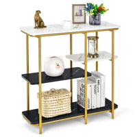 Giantex 4 Tier Console Table, Faux Marble Entrance Sofa Table w/Shelves