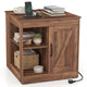 Giantex Farmhouse Nightstand with Charging Station, Bedside Table