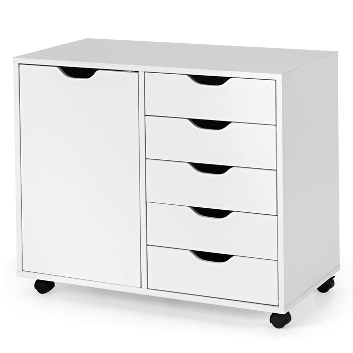 Giantex 5-Drawer Mobile Side Cabinet, Lateral Filing Organizer