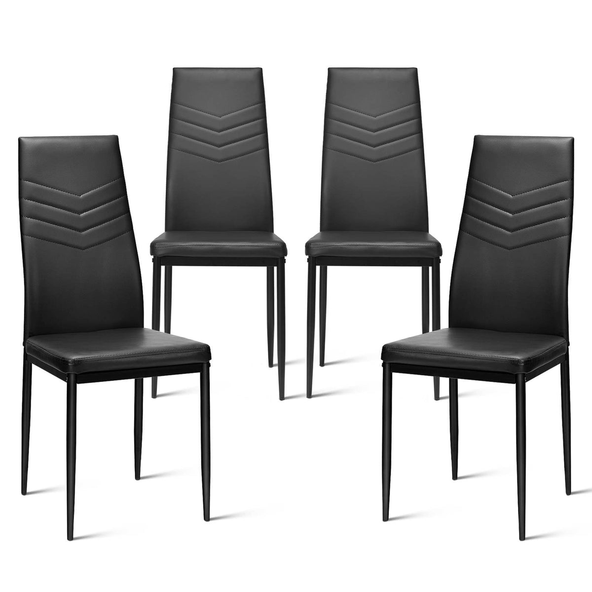 Giantex Set of 4 Dining Chairs, 4 PCS Armless Side Chairs, PVC Leather Seats with Upholstered Cushion