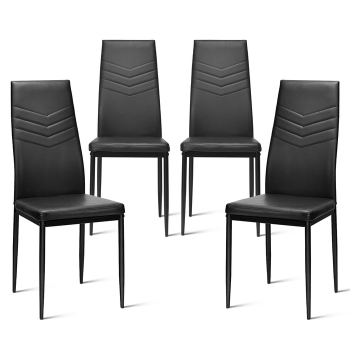 Giantex Set of 4 Dining Chairs, 4 PCS Armless Side Chairs, PVC Leather Seats with Upholstered Cushion