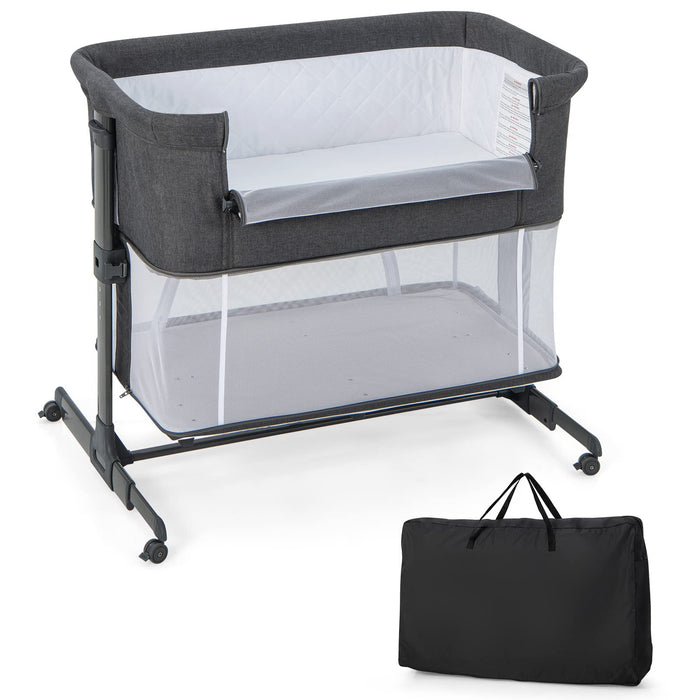 3 in 1 Baby Bedside Sleeper, Baby Playpen & Baby Crib w/Mattress