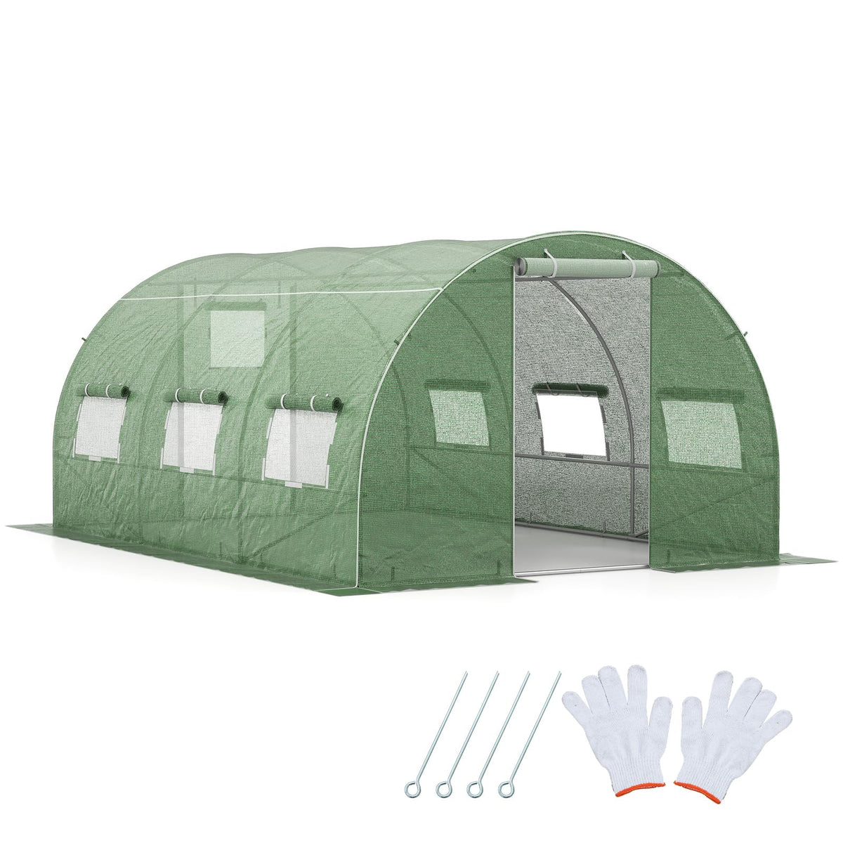 4x3x2m Outdoor Walk-in Tunnel Greenhouse 6 Roll-up Windows