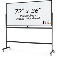 72" x 36" Rolling Whiteboard, Double-Sided Magnetic Dry Erase Board with Stand and Aluminum Alloy Frame