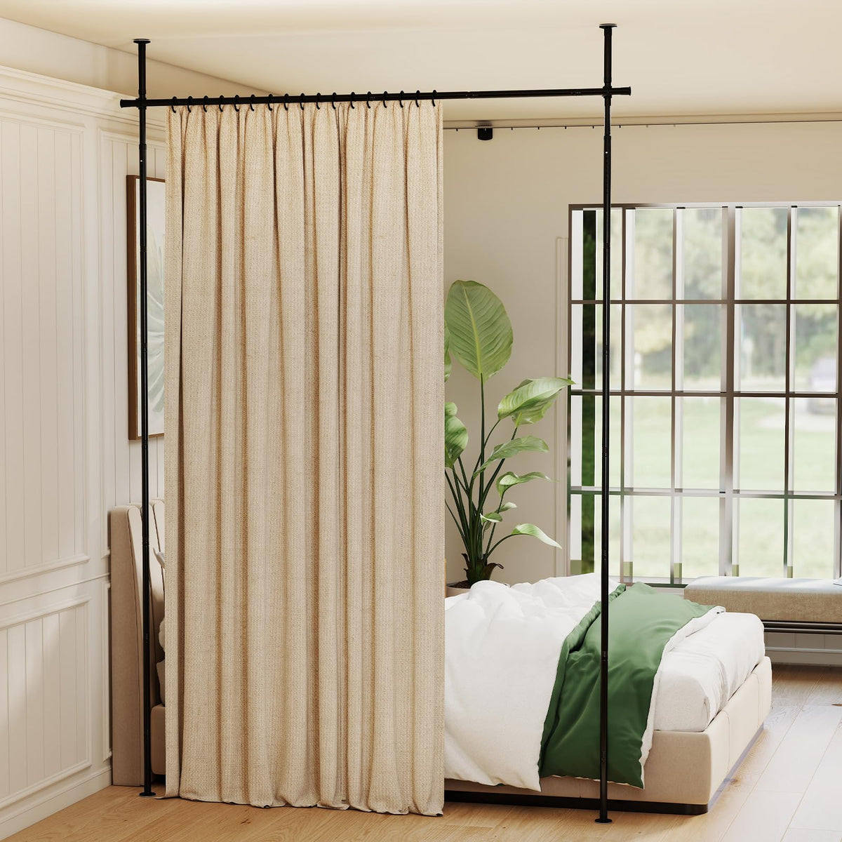 Heavy-Duty Metal Partition Room Separator for Apartment and Bedroom