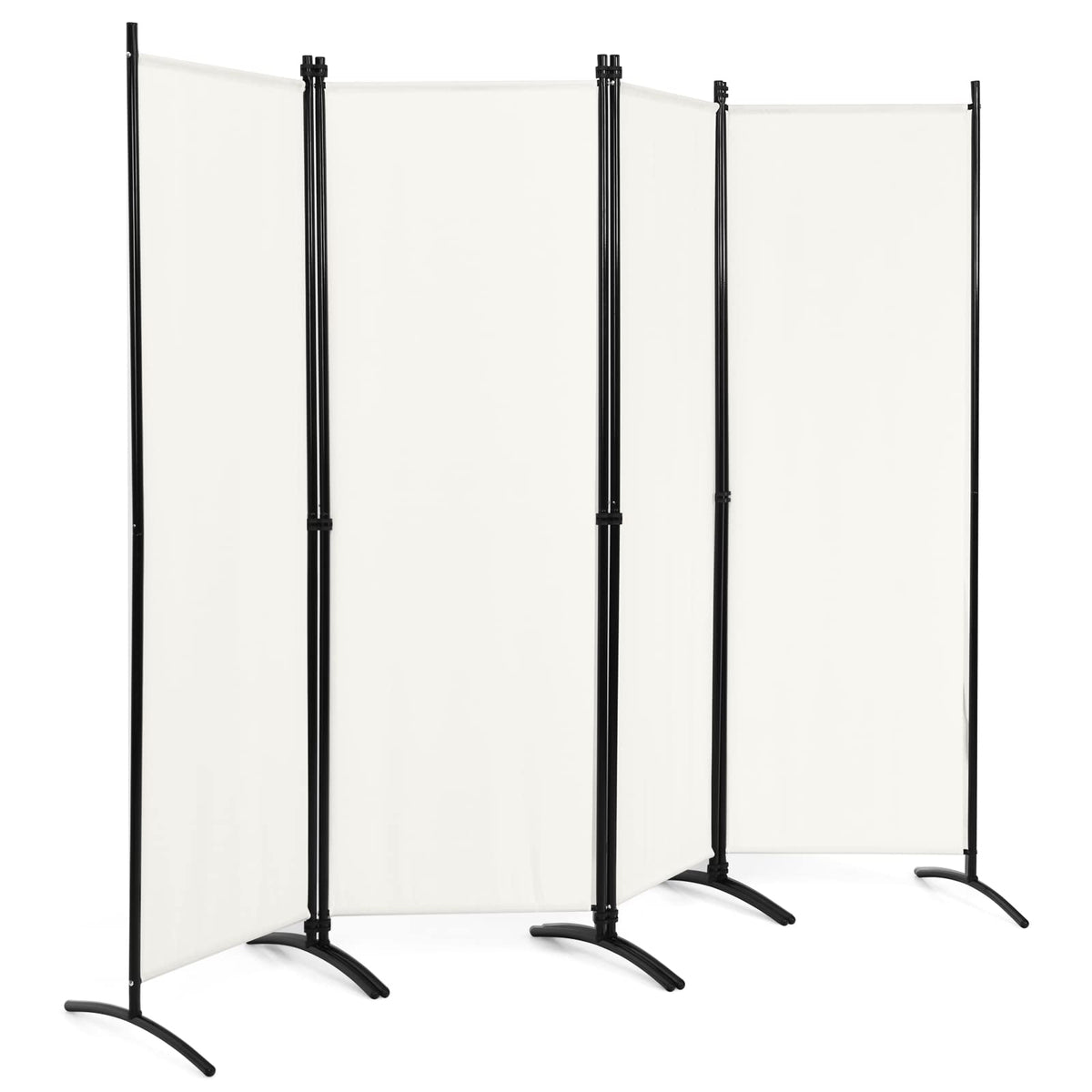 Giantex 4-Panel Room Divider, Folding Privacy Screen, Portable Fabric Wall Divider and Separator w/Steel Frame
