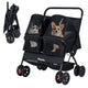 Double Pet Stroller Foldable Dog Walk Jogger with Adjustable Sunshade